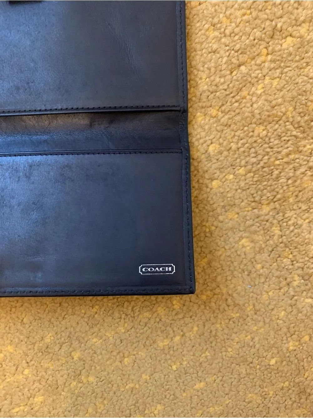 Coach black leather checkbook cover
